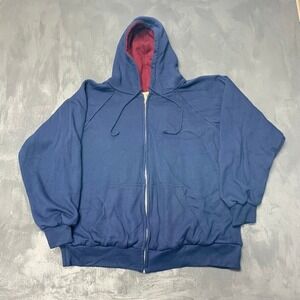 Vintage thermal lined Zip Up Hoodie XL Navy Blue 90s  Northwest‎ Territory